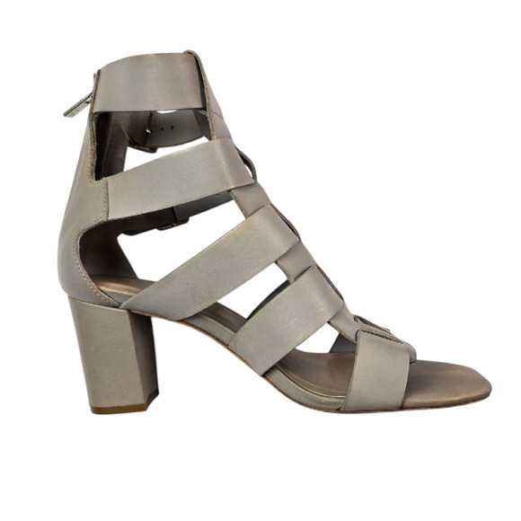 Loeffler Randall Gladiator Block Heels Size 7 Gray Buckle Leather - Picture 8 of 10
